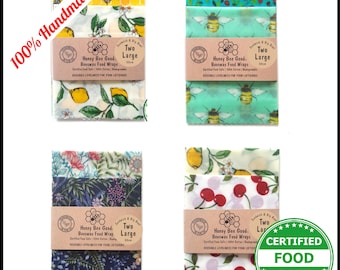 Beeswax Wraps, Back to School Kid's Lunchbox 2 Large Sandwich / Big Bowl Reusable | NO PINE RESIN| Certified Food Safe| Affordable Gifts