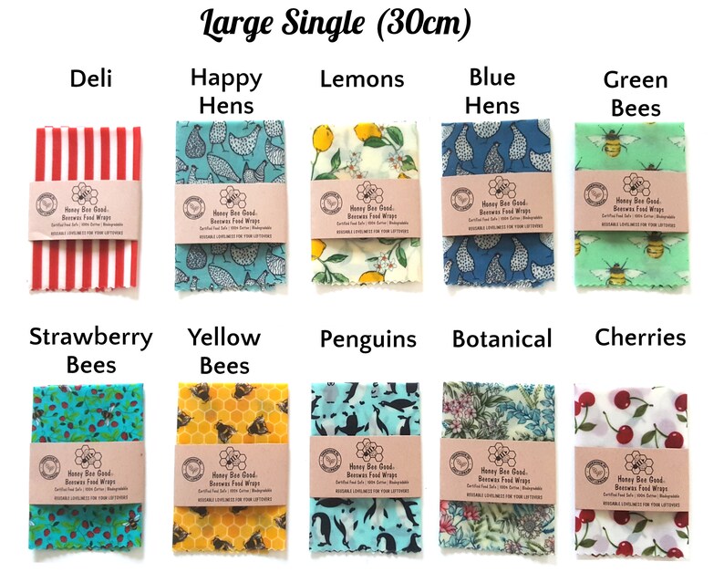 Reusable Beeswax Wraps, GREAT GIFTS, Earth Kind Sale, Certified Food Safe Eco Friendly Birthday Presents, Zero Waste Hostess Gift Single Large