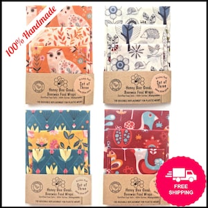 Beeswax Wraps, Award-Winning, No PINE RESIN Reusable Great Gifts, Certified Food Safe Eco Friendly Birthday Gift,Zero Waste Hostess Gift