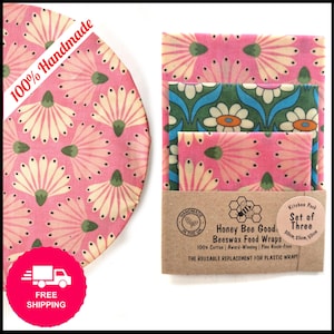 Beeswax Wraps, Award-Winning, Handmade, NO PINE RESIN, Reusable Sandwich Wraps, Food Wraps, Large & xxl Bread Wrap, Great Unique Gifts!