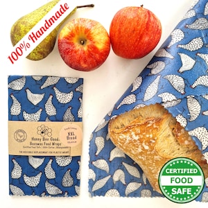XXL Beeswax Bread Wraps, Affordable Gifts, No Pine Resin, Earth Kind, Reusable, Certified Food Safe Eco Friendly Zero Waste Hostess Gift