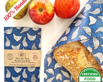 XXL Beeswax Bread Wraps, Sets of 3 L,M,S, Affordable Gifts, No Pine Resin,Reusable, Certified Food Safe Eco Friendly Zero Waste Hostess Gift
