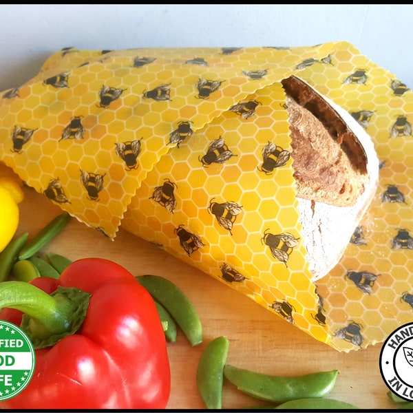 XXL Bread Wrap, Reusable Beeswax Food Wraps, Certified Food Safe wax wrap, Handmade Gifts, Birthday Presents, Eco Friendly Gifts