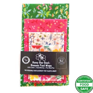 Zertifiziert lebensmittelecht Bienenwachstücher für Lebensmittel 5 St., 30x30cm, 25x25cm, 25x25cm, 20x20cm, 20x20cm