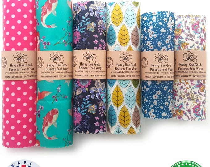 Handmade Beeswax Wraps,Sustainability Award-Winning UK Family Business, Reusable Sandwich Wraps, XXL Bread Bags, Certified Food Safe