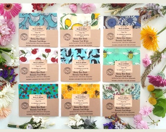 TEN Personalised Beeswax Food Wraps Wedding Favours | Unique, Eco-Friendly, Reusable & Useful | Handmade in the UK | Shower, Party Bulk Buy