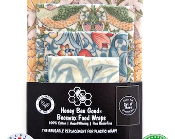Award-Winning Beeswax Food Wraps, Made by hand in the UK, Pine Resin-Free, Reusable Sandwich Wraps, XXL Bread Wrap