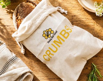 XXL Cotton Bread Bag, ETHICALLY MADE, Beeswax Bag Liner/Crumb-Catcher