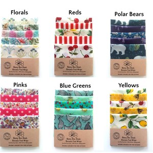 Set of 5 Beeswax Food Wraps, Handmade gifts, Choose your Patterns, Zero Waste Reusable Eco-Friendly & Biodegradable image 3