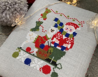 Instant Download PDF Cross Stitch pattern - Knitting with Santa