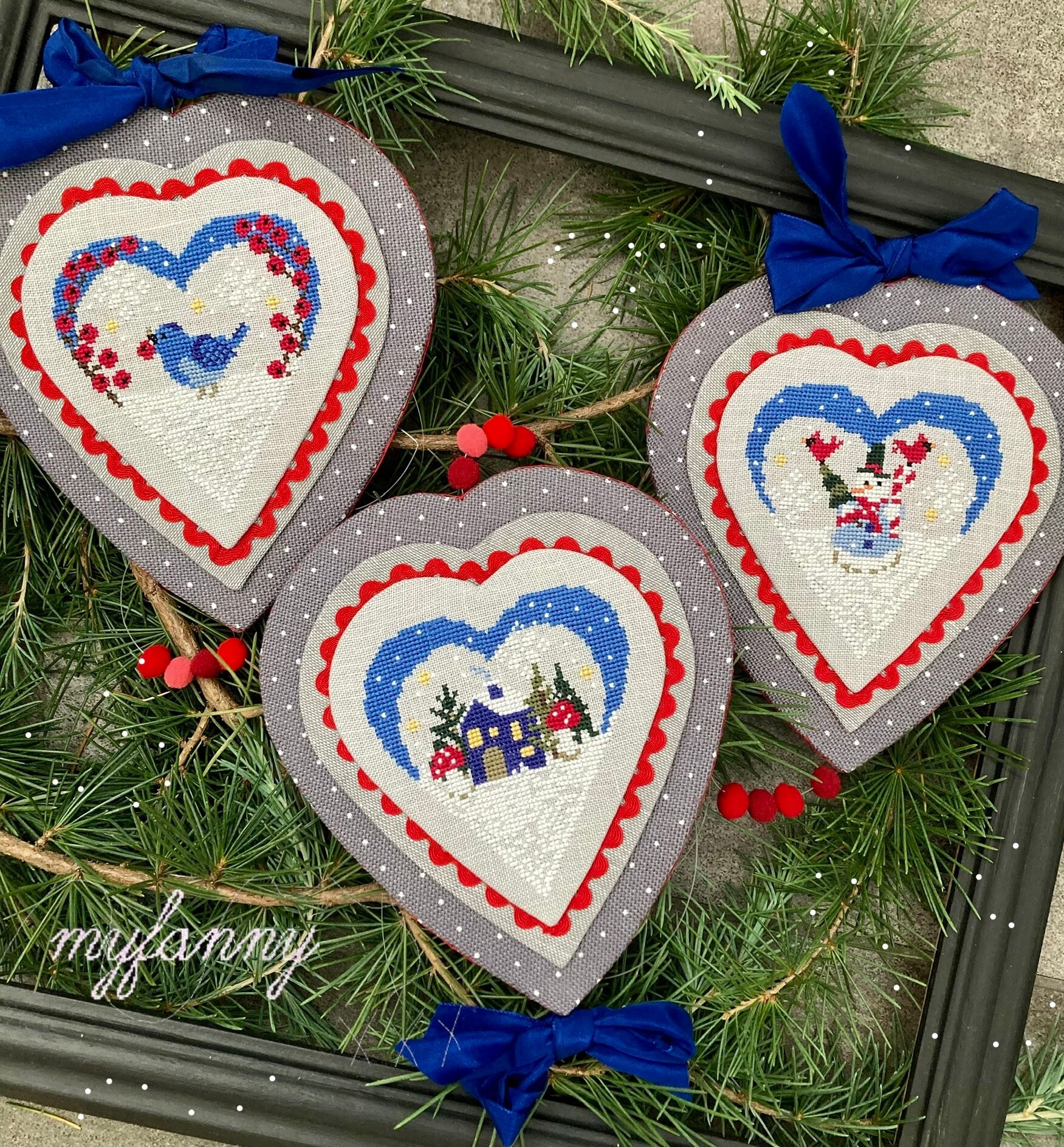 Instant Download PDF Cross Stitch Pattern - Winter Hearts - Etsy