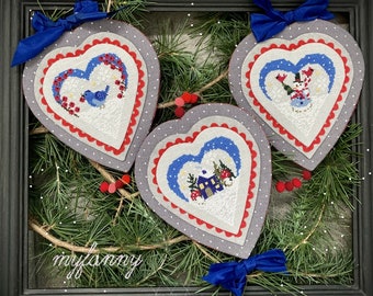 Instant Download PDF Cross Stitch pattern - Winter Hearts