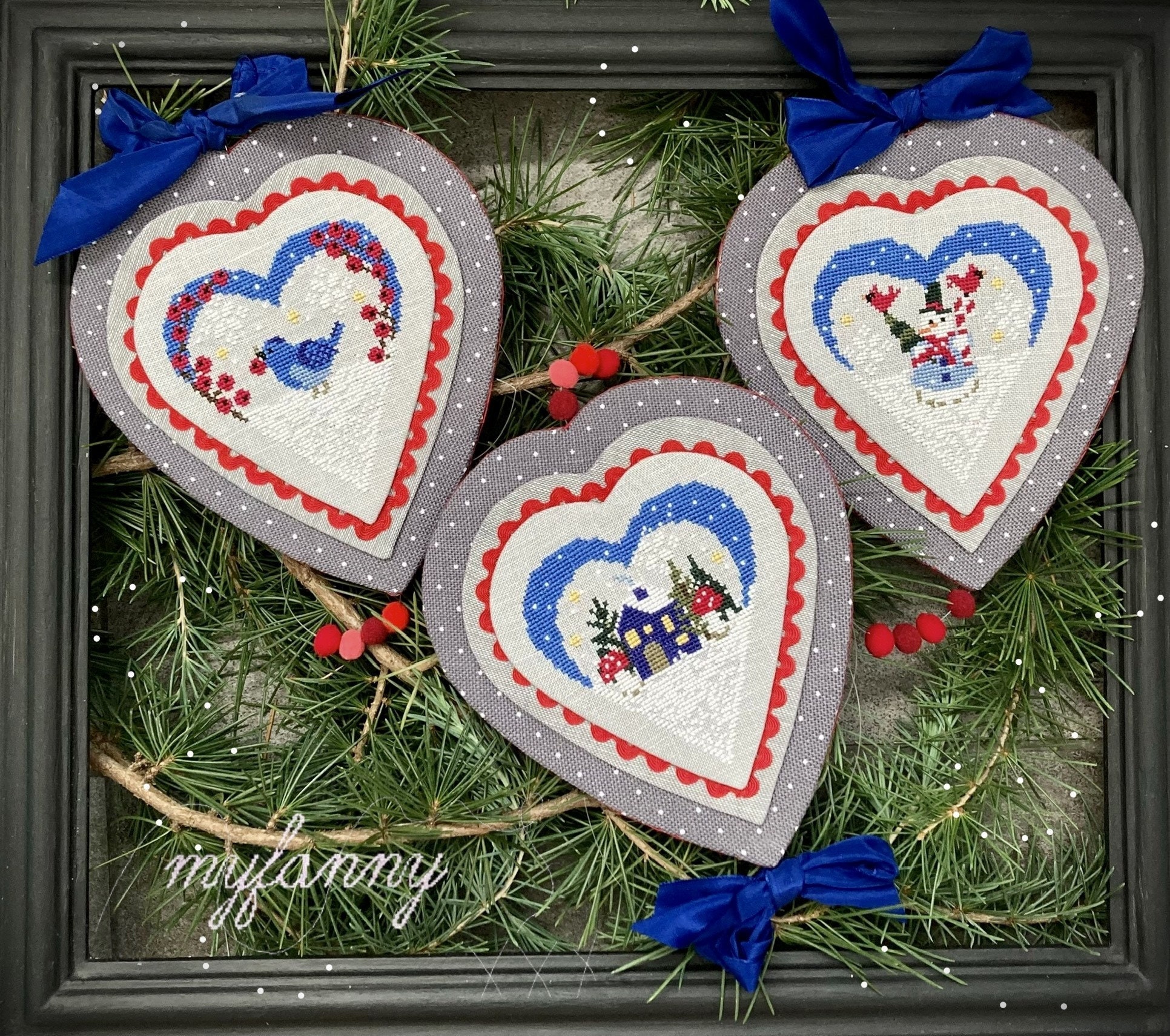 Instant Download PDF Cross Stitch Pattern - Winter Hearts - Etsy