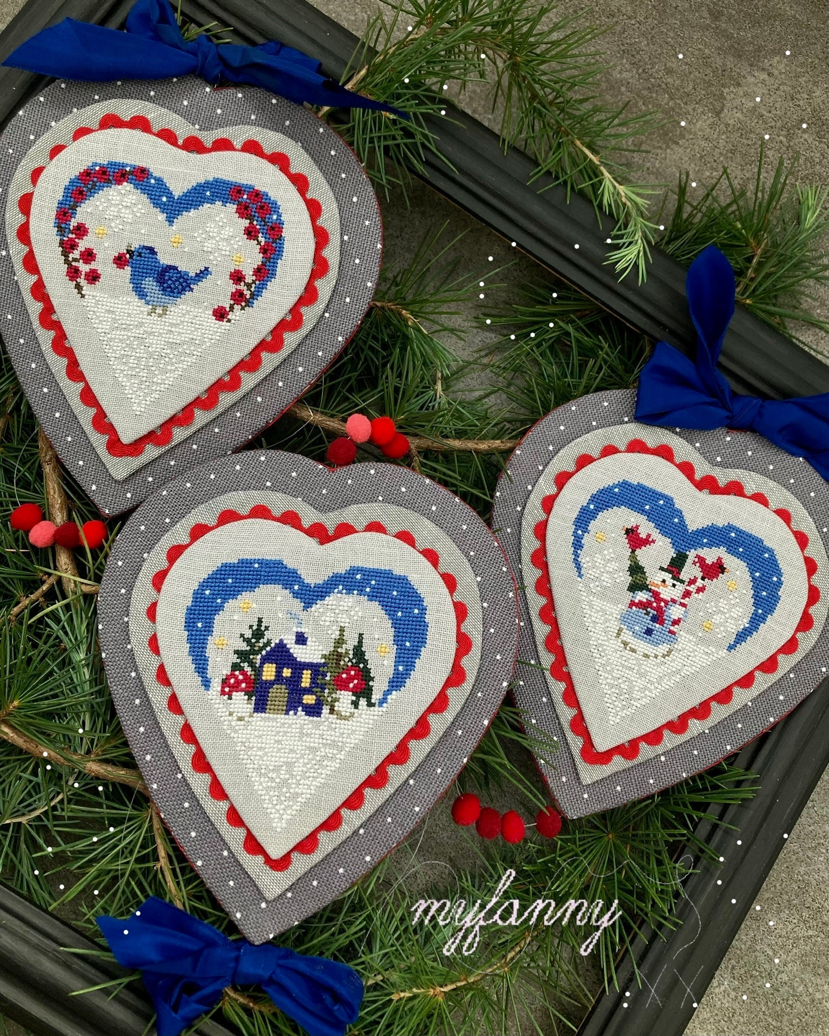 Instant Download PDF Cross Stitch Pattern - Winter Hearts - Etsy