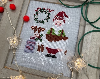 Santa and Xmas Cow - Instant Download PDF Cross Stitch pattern - Santa Collection