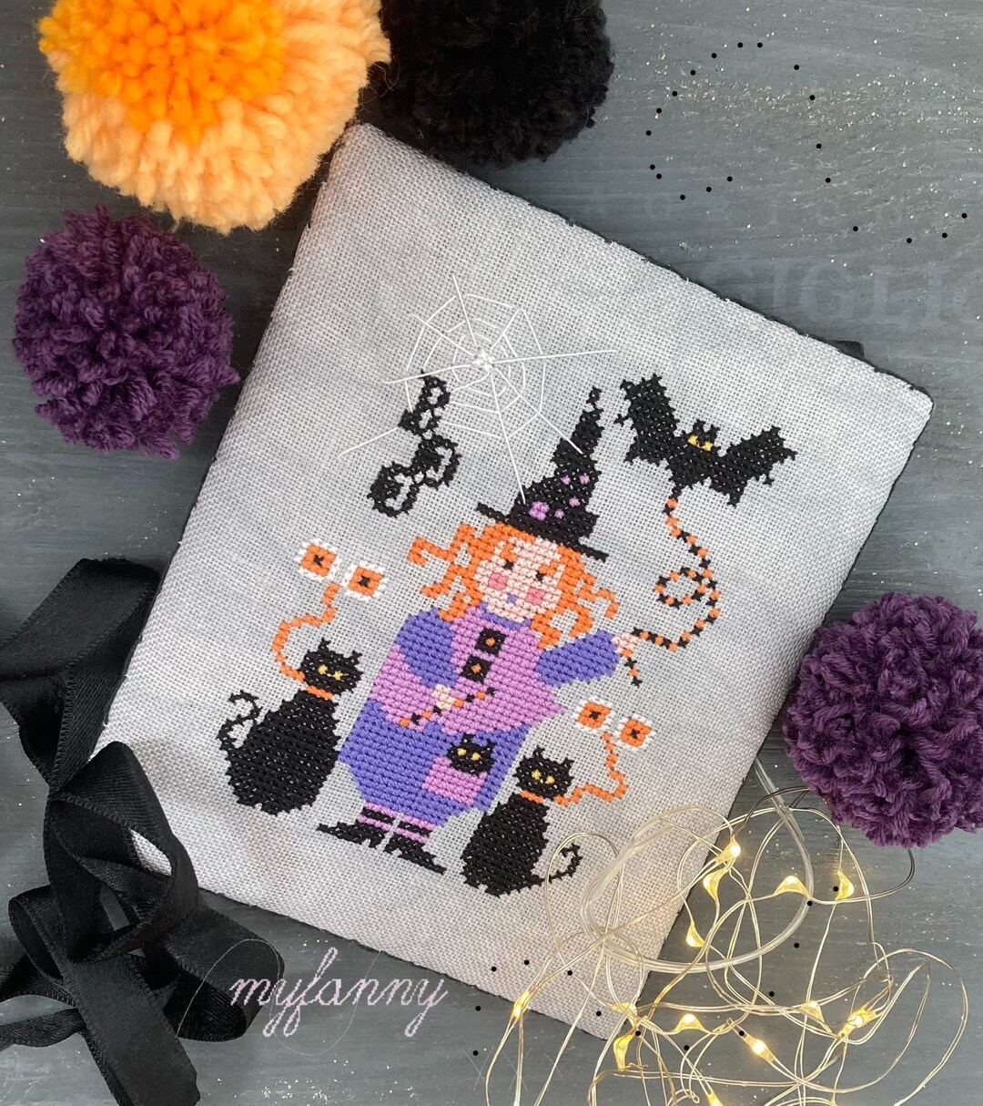 Instant Download PDF Cross Stitch Pattern - the Little Witch and Black ...
