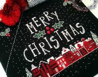 Instant Download PDF Cross Stitch pattern - Merry Christmas - PDF Cross Stitch Embroidery Pattern