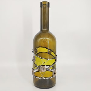 Bottle with buttons, Vase for dried flowers, Upcycled Bottle, Original Home Decor, Bottle Vase, Recycled Art, Reclaimed bottle glass