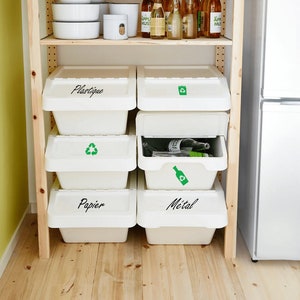 Reciclaje de pegatinas de vinilo personalizadas IKEA Sortera Hack Contenedor de la organización de reciclaje imagen 1