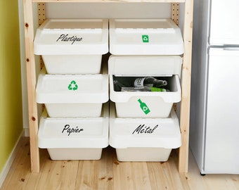 Autocollant vinyle personnalisé Recyclage - IKEA Sortera Hack - Bac organisation recyclage