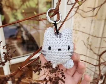 Crochet amigurumi cat keychain