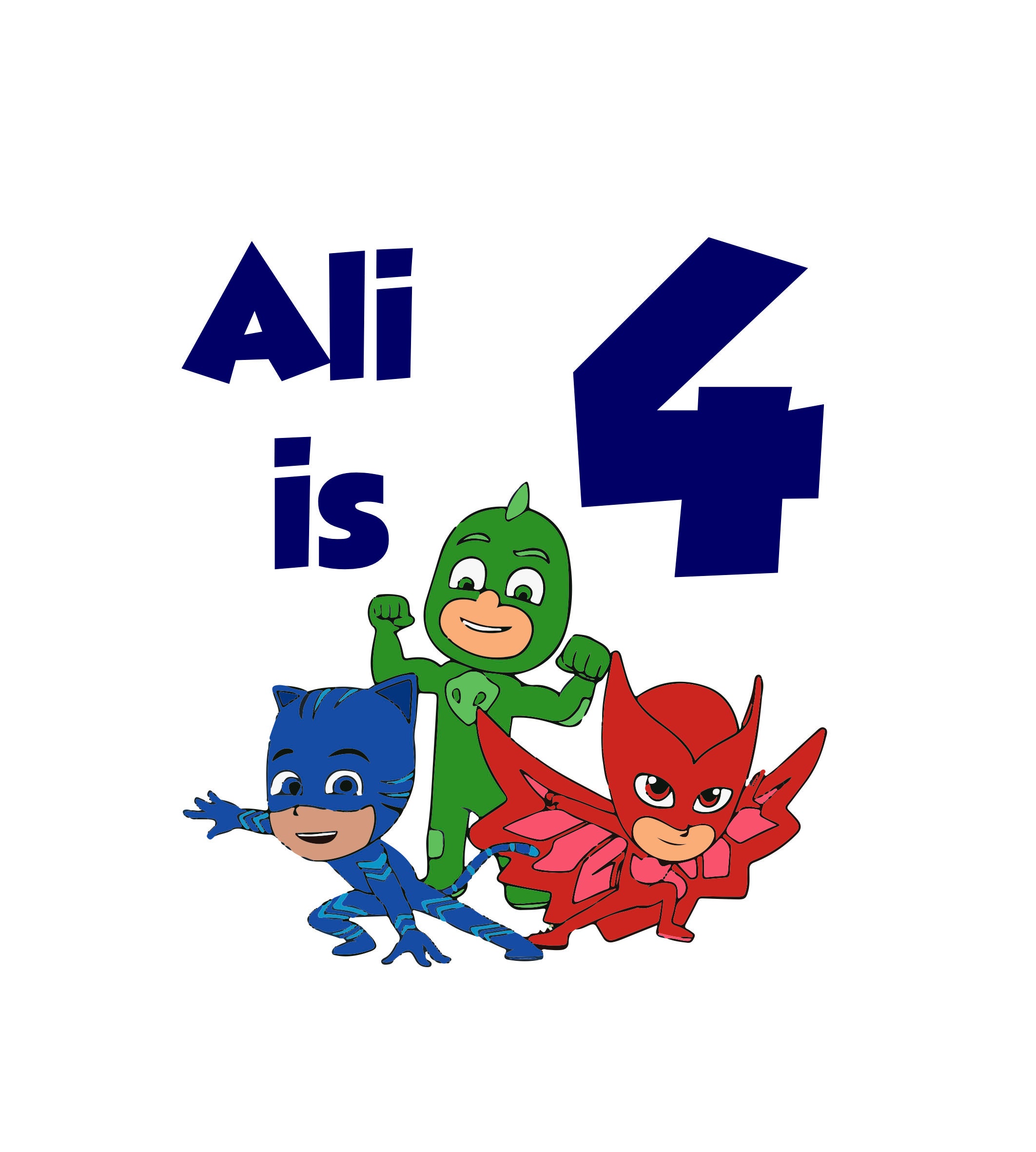 PJ Masks Birthday Clipart Printable PNG Transparent Etsy
