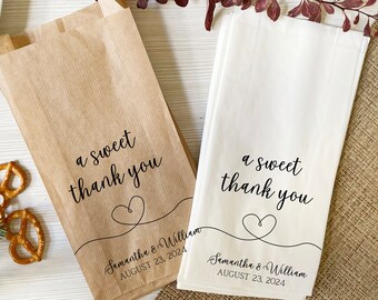 Personalized A Sweet Thank You Wedding Bag Wedding Favors Thank You Bags Candy Buffet Treat Bag Rehearsal Dinner Recycled Cookie Paper Bags