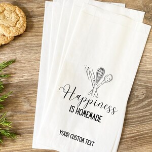Sacs en papier personnalisés pour boulangerie - Le bonheur, c'est fait maison ! Parfait pour les cadeaux et les événements Personnalisez votre texte dès aujourd'hui Décoration d'anniversaire en vrac