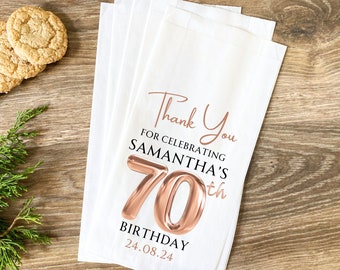 Personalized 70th Birthday Favor Bags: Custom Party Decoration