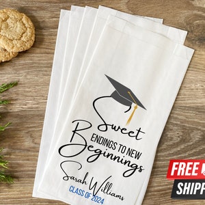 Graduation Favor Bags Sweet Endings to New Beginnings Graduation Party Decor, Class of 2025, Cookie Bags, High School Graduation Decoration