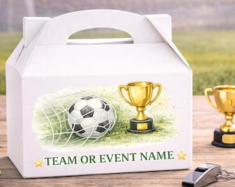 Soccer Tournament Favour Boxes, Football Team Event Gifts, Personalised Team Party Boxes, Sports Event Favours, Soccer Team Gift Packaging