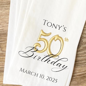Personalized 50th Birthday Favor Bags - Custom Party Treat Bags for Snacks, Candy, Cookies, Milestone Celebration Party Favors