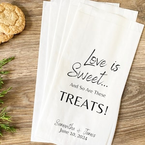Wedding Favor Treat Bags – Personalized Love is Sweet Bags, Custom Dessert Bar Bags, Bulk Wedding Candy Bags, Reception Favor Bags