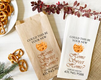 Personalized Open House Favour Bags, Home Sweet Home Treat Bags, Custom Real Estate Packaging