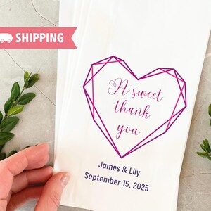 Sacs pour cadeaux de mariage personnalisés | Impressions personnalisées « Un doux merci » sacs en papier | Cadeaux de remerciement de mariage | Sacs de cadeaux de mariage sucrés