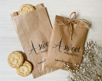 A sweet Thank You Custom Wedding Favor Bags, Wedding Cookie Bags Bridal Shower Cookie Bags Candy Buffet Printed Paper Bags, Donut Favor Bags