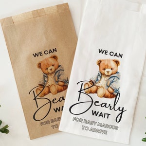 Borse portaconfetti per baby shower con orsetto "We Can Bearly Wait", borse portaconfetti per baby shower per maschietti e femminucce, decorazioni per baby shower, bomboniere per baby shower di genere neutro