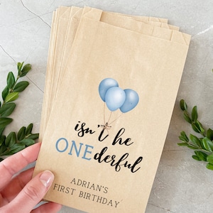 Personalized First Birthday Favor Bags: "ONEderful" Party, Custom Printed image 2