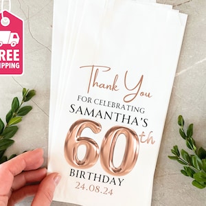 60th Birthday Party Favors for Guests, Personalized Birthday Favors, Custom Printed Birthday Favour Bags, Birthday Decor Favors in Bulk