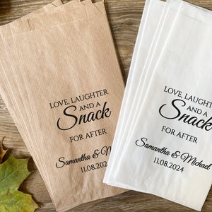 Love Laugh and a Snack for After Custom Printed Wedding Favor Bags, Wedding Cookie Bags Snack Bar Cookie Bags Candy Buffet, Donut Favor Bags