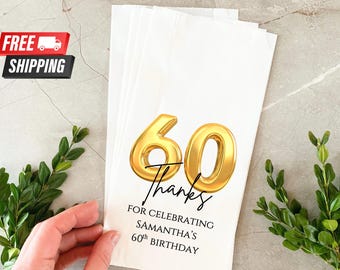 Personalized 60th Birthday Party Favor Bags: Milestone Treat Bags