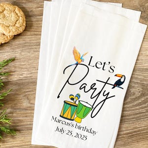 Sacchetti per bomboniere a tema Rio - Sacchetti per dolcetti tropicali personalizzati per feste di compleanno, sacchetti per snack personalizzati per gli ospiti, bomboniere per feste di Carnevale