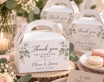 Wedding Thank You Boxes, Personalized Wedding Guest Favor Boxes, Custom Treat Boxes, Thank You Gifts for Guests