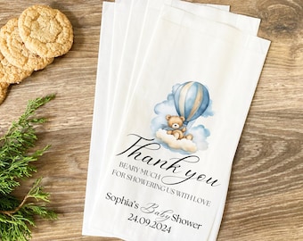 Personalized Teddy Bear Baby Shower Favor Bags: Kraft or White Paper