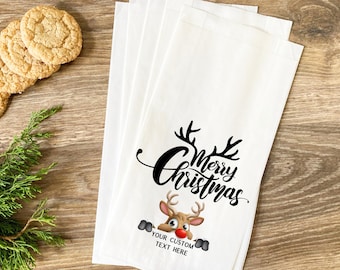 Personalized Reindeer Christmas Favor Bags – Holiday Cookie Treat Bags