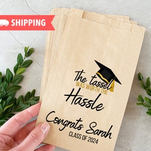 Graduation Party Favor Bags, Candy Bags, Personalized Graduation Favor White or Brown Bags, Cookie Take Home Bags, Snack Bar Treat Bags