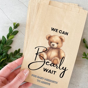 Sacchetti per bomboniere per baby shower con orsetto, bomboniere unisex per baby shower, bomboniere per biscotti, buffet di caramelle per baby shower, sacchetto per ciambelle "We Can Bearly Wait"