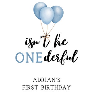Personalized First Birthday Favor Bags: "ONEderful" Party, Custom Printed image 5