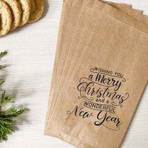 Frohe Weihnachten und ein glückliches neues Jahr Taschen - Kraft Cookie Taschen - Urlaub Leckerli Taschen - Kleine Business Verpackung