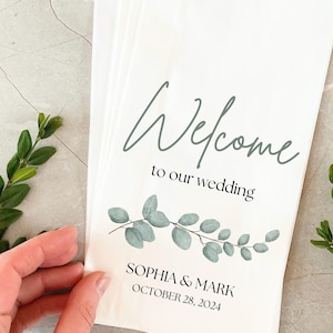 Personalized Hotel Wedding Welcome Bags – Custom &quot;Welcome to Our Wedding&quot; Guest Favor Bags for Destination Weddings, Elegant Wedding Favors